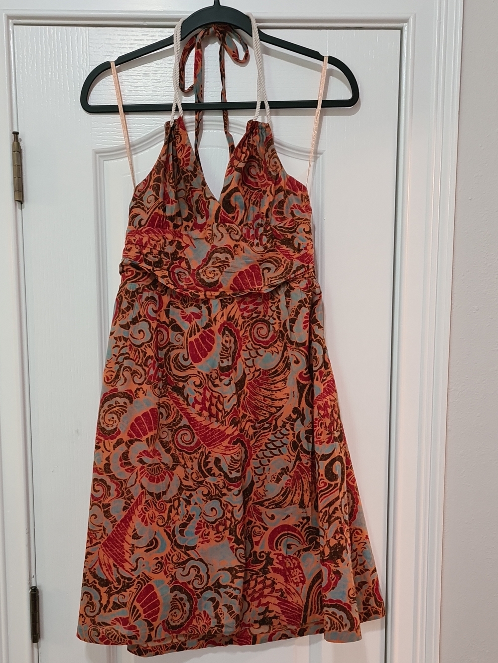 Moulinette Soeurs (Anthropologie) - Orange And Blue Paisley Halter Midi Dress